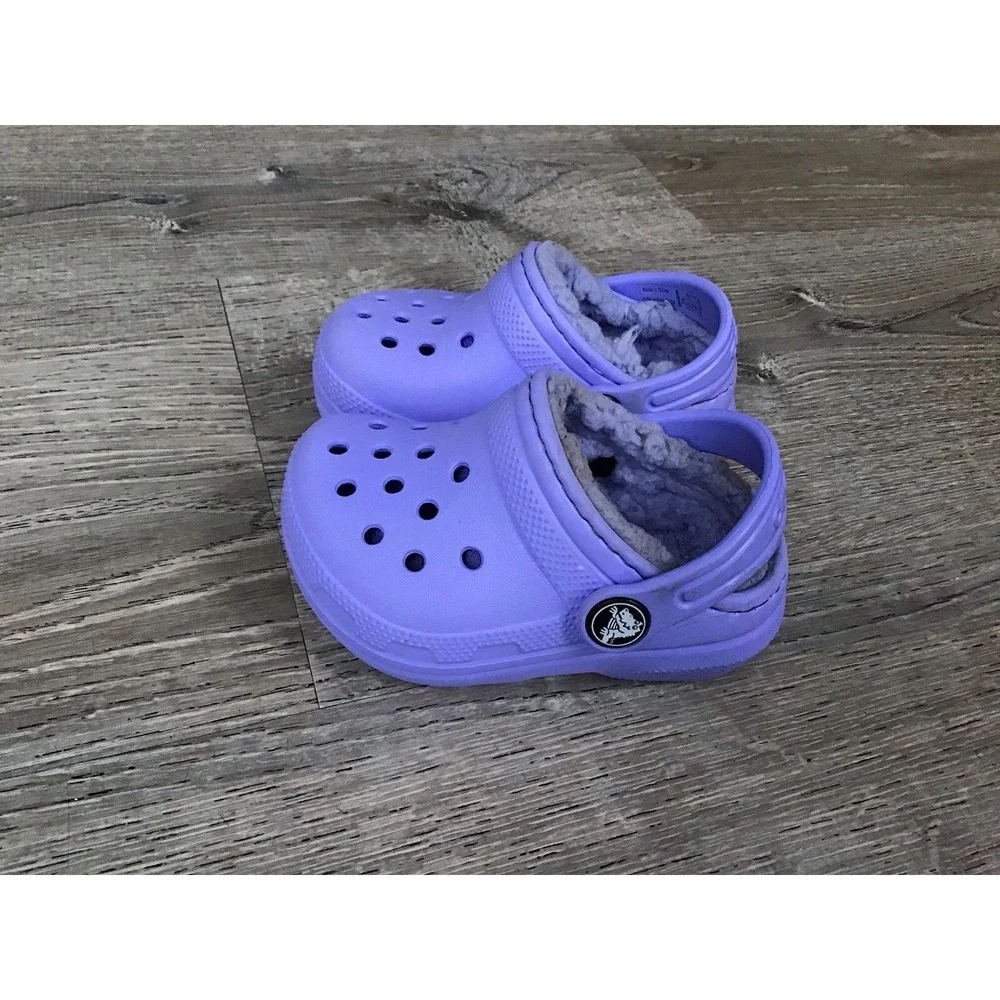 Crocs Unisex Kid's Size C4 Classic Lined Clog Lilac - US Kid's Slip On Shoes